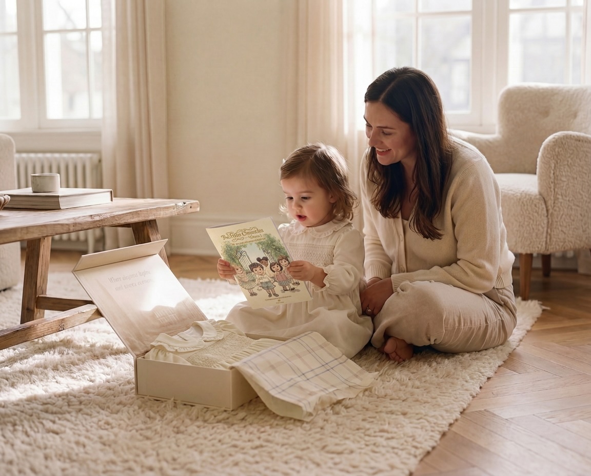 Mother and child with storybook