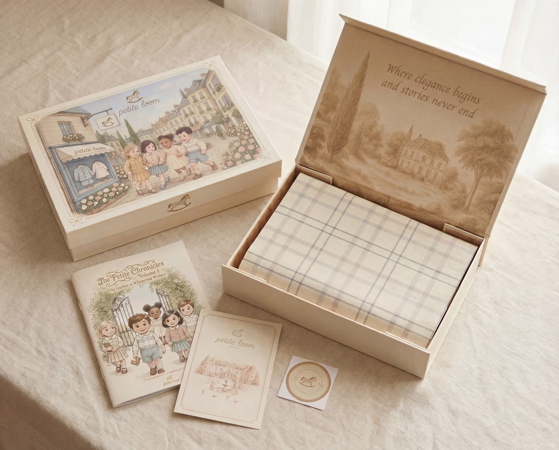 Open keepsake box flat lay